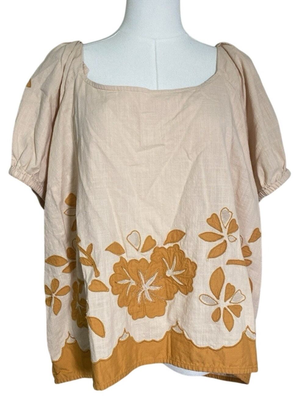 Madewell Women Orange Short Sleeve Blouse XXS